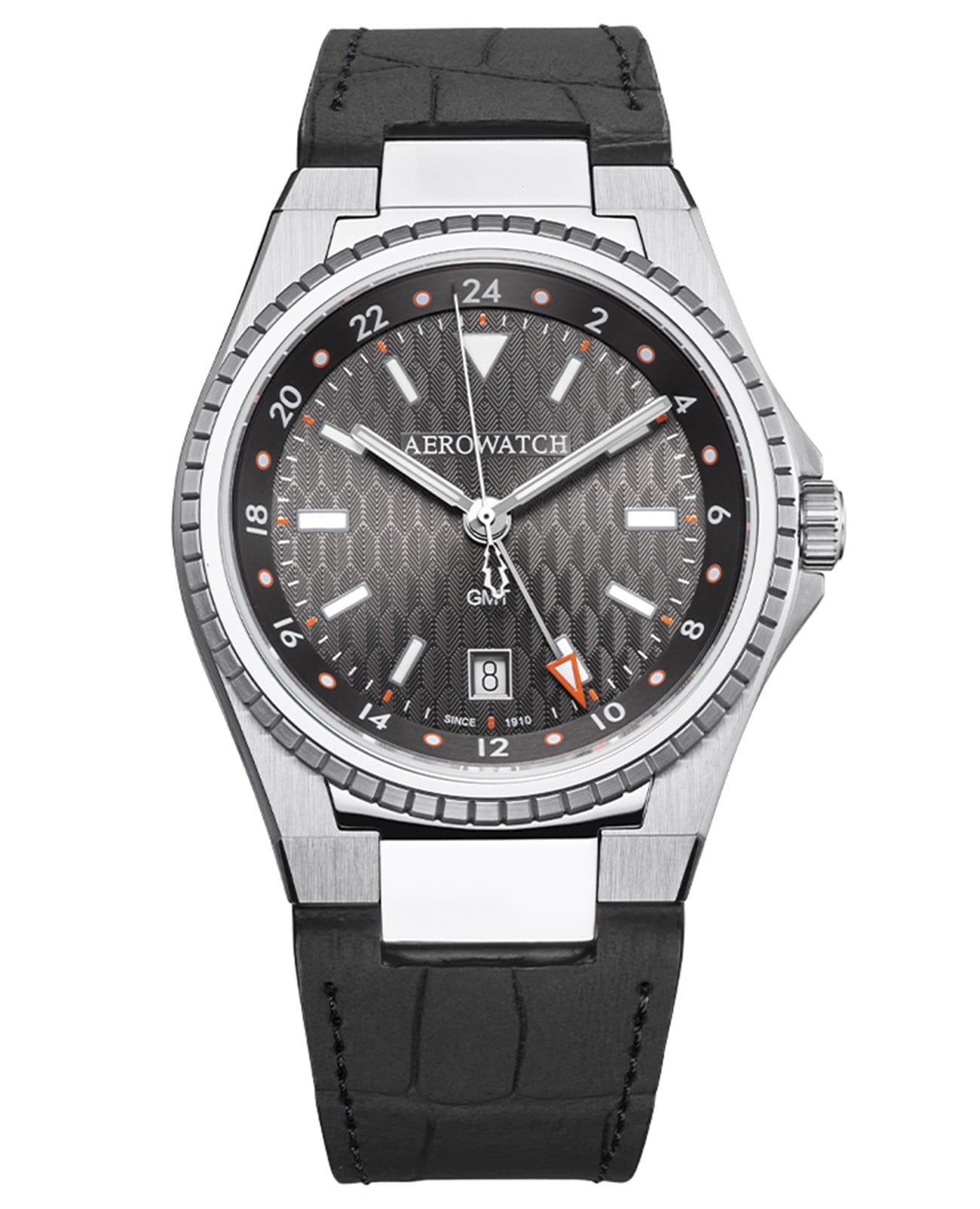 Aerowatch Aerowatch Les Grandes Classiques 44999 AA01  44999 AA01 кварцевые мужские часы серый циферблат, браслет кожаный — вид спереди